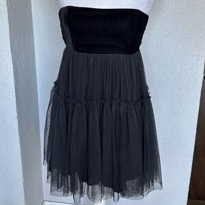 FREE PEOPLE Theo Whimsical Goth Fairycore Grunge Black Mini Dress  Sz XS